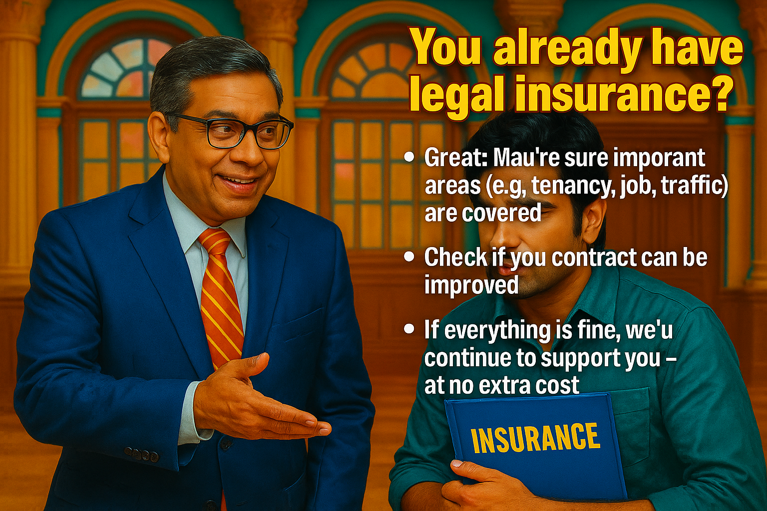 Young indian guy is looking for legal insurance